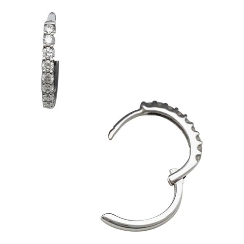 Boucles d'oreilles Paire de petites créoles en or blanc, diamants. 58 Facettes 34101