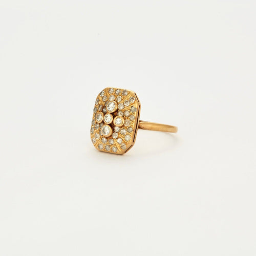 Bague 57 Bague en or jaune pavé de diamants 58 Facettes 240 343