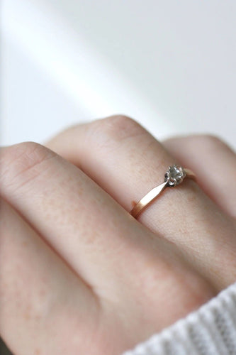 Bague 58.5 Solitaire diamant sur or rose et argent 58 Facettes