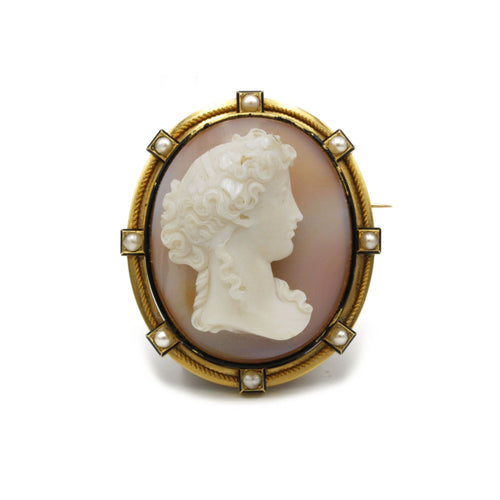 Broche Broche - or, camée sardonyx et perles 58 Facettes 240021SP
