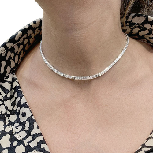 Collier Collier rivière platine, diamants baguettes. 58 Facettes 33184