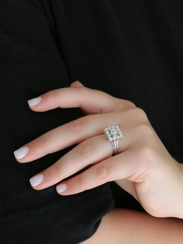 Bague 53 Bague or blanc diamant coussin taille ancienne 0,8 ct 58 Facettes J352