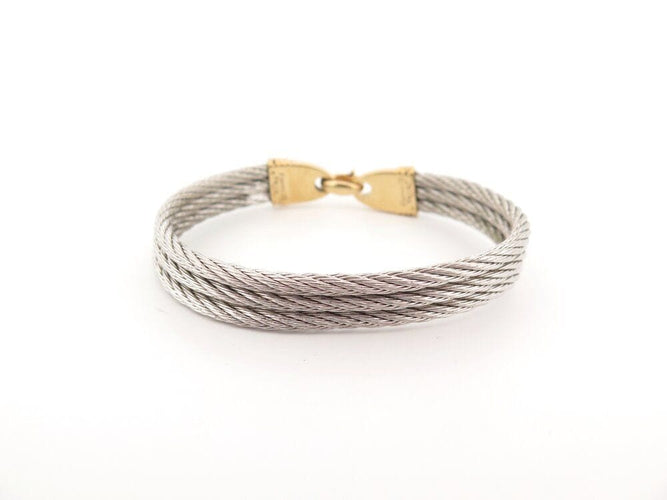 Bracelet vintage bracelet FRED force 10 cable 24 cm acier et or jaune 58 Facettes 261952
