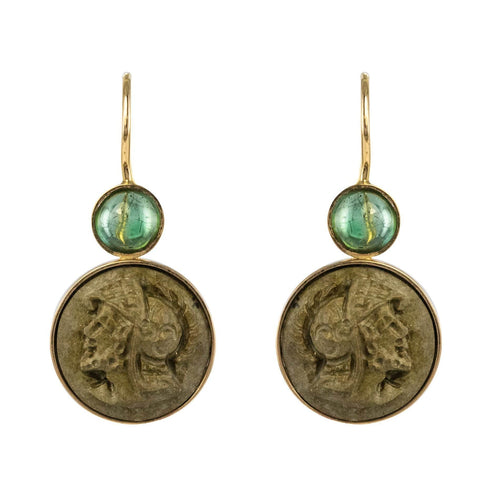 Boucles d'oreilles Boucles d'oreilles tourmalines et camées sur pierre de lave 58 Facettes 17-235