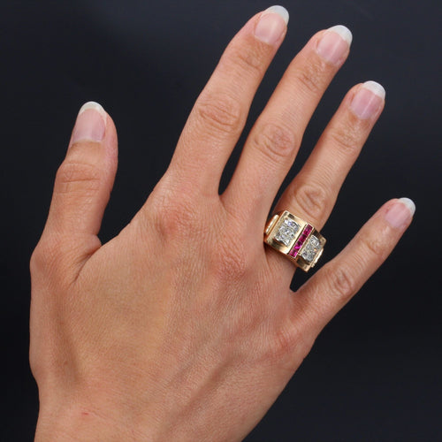 Bague 52 Bague tank diamants et rubis calibrés 58 Facettes 21-285-52