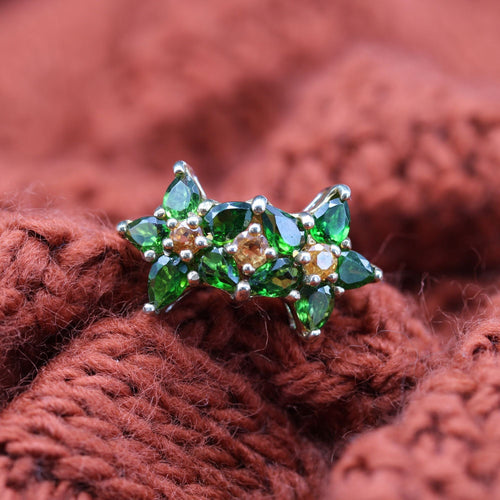 Bague 55 Bague fleurs tourmalines et saphirs jaunes 58 Facettes 24-054
