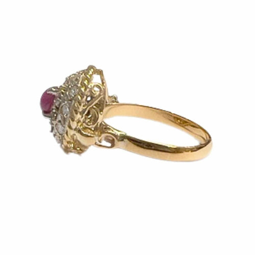 Bague 55.5 BAGUE ART DÉCO, ÉPOQUE 1920-1925, OR 18 KT ET PLATINE AVEC DIAMANTS ET RUBIS 58 Facettes Q10B
