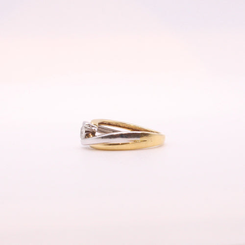 Bague Bague Solitaire Diamant 0.3 carat or jaune et blanc 18k 58 Facettes
