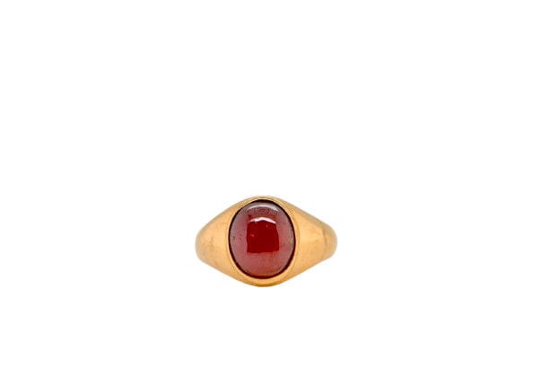 Bague 58 Chevalière or jaune grenat 58 Facettes