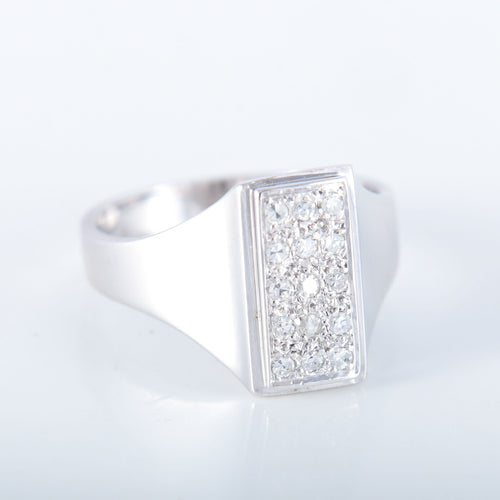 Bague 59 Bague Chevalière pavage Diamants 58 Facettes 8397