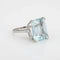 Bague Bague en or blanc 14 carats avec aigue-marine 12 carats, taille émeraude cocktail, taille 6,5, bijoux fins 58 Facettes G13435