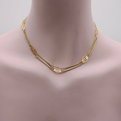 Collier Chaîne italienne vintage à maillons fantaisie en or 18 carats 58 Facettes