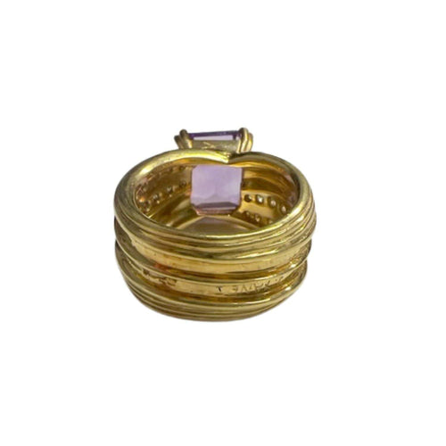 Bague 54 Bague en or avec diamants et améthytes 58 Facettes Q140B(949)