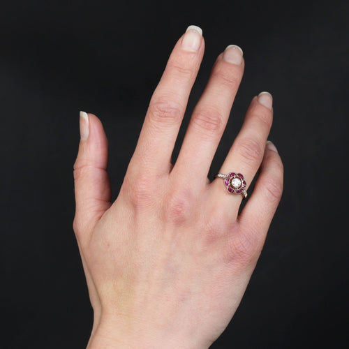Bague 53 Bague rubis diamants style Art Déco 58 Facettes 24-115