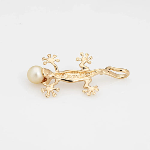 Pendentif Gecko Pendentif or jaune lézard perle de culture charme bijoux de domaine raffiné 58 Facettes G3237