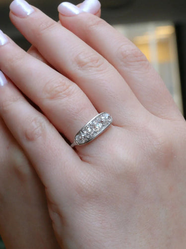 Bague 57 Bague jarretière Belle Epoque platine diamants taille ancienne 58 Facettes J302