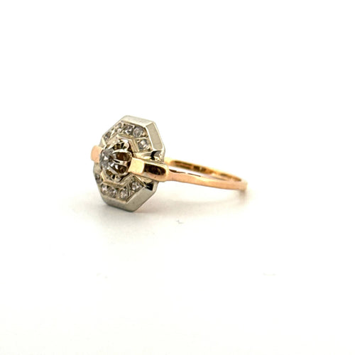 Bague 52 Bague Art-Déco or jaune et blanc et diamant 58 Facettes 64-GS35367