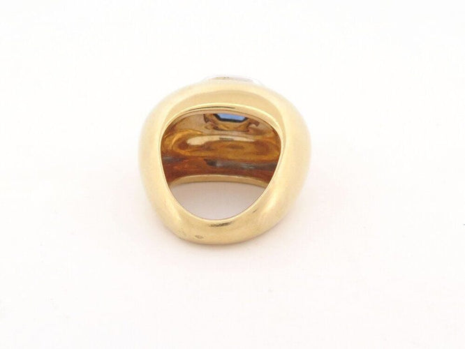 Bague 51 vintage bague POIRAY sertie d'un saphir asscher or jaune 58 Facettes 261195