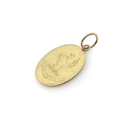 Pendentif Pendentif Ave Maria Aigle en or 18 carats, style victorien, gravé à la main 58 Facettes A2004L