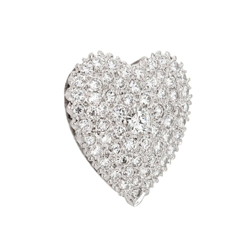 Pendentif 2ct Diamant Coeur Pendentif vintage Platine Pavé Ensemble Estate Mid Century Bijoux 58 Facettes G13152