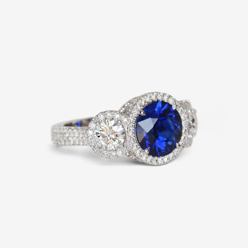 Bague 53 Bague en or blanc avec saphir 58 Facettes 22638