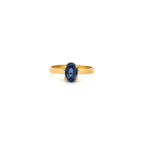 Bague 56 Solitaire Or Jaune 18k & Saphir 58 Facettes