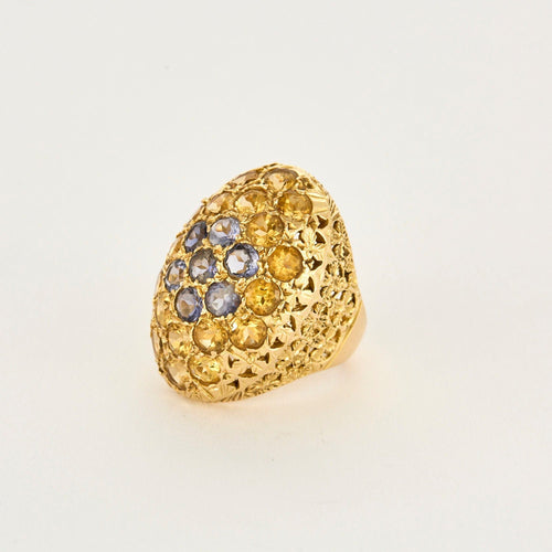 Bague 49,5 Bague dôme or jaune, corderite et citrine 58 Facettes CHAL01782