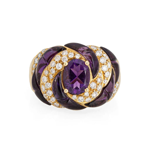 Bague 53 Bague diamant améthyste vintage or jaune calibre taille tourbillon 58 Facettes G13416