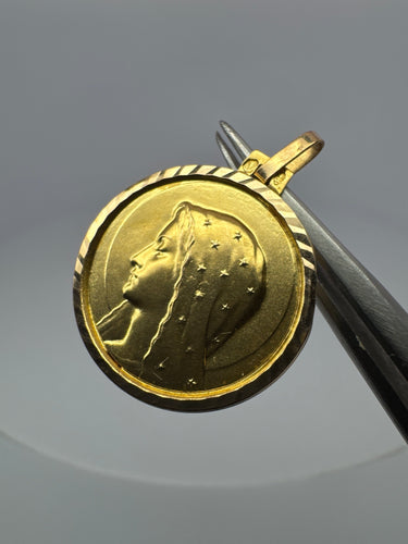 Pendentif Médaille Or Jaune Marie 18 k 58 Facettes 2-PEB1-GS35367