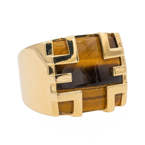 Bague 55 Cartier Bague Chevalière Yjing Or jaune oeil de tigre 58 Facettes 3121450CN