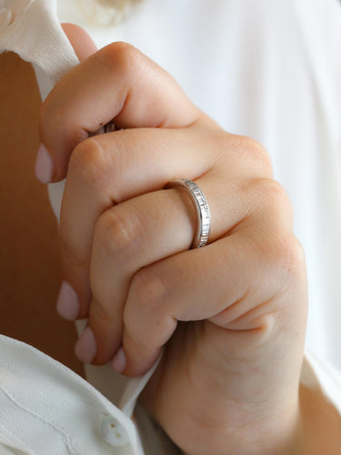 Bague 54 Alliance diamants baguette or blanc 58 Facettes 1163.13