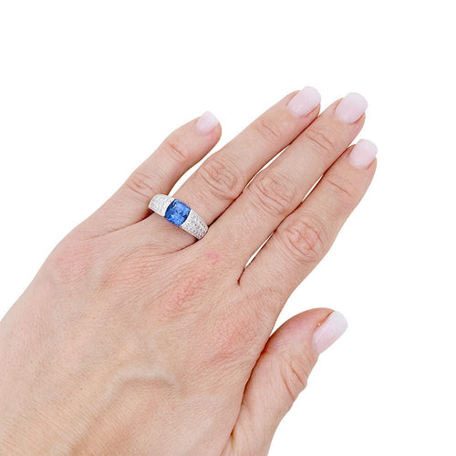 Bague 54 Bague Boucheron saphir, diamants, or blanc. 58 Facettes 33988