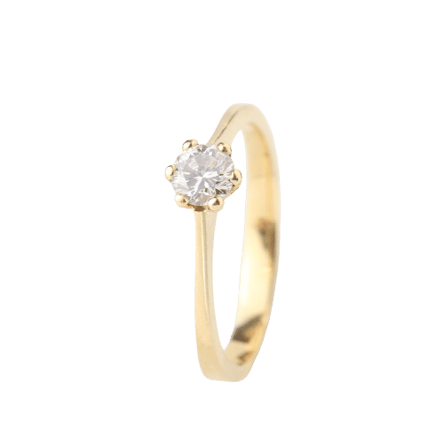 Bague 51 Bague solitaire en or jaune 18 carats avec diamant de 0,28 carat 58 Facettes 129540E