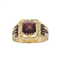 Bague Bague chevalière Napoléon III en or jaune 18K avec émail et grenat – Taille 54 58 Facettes