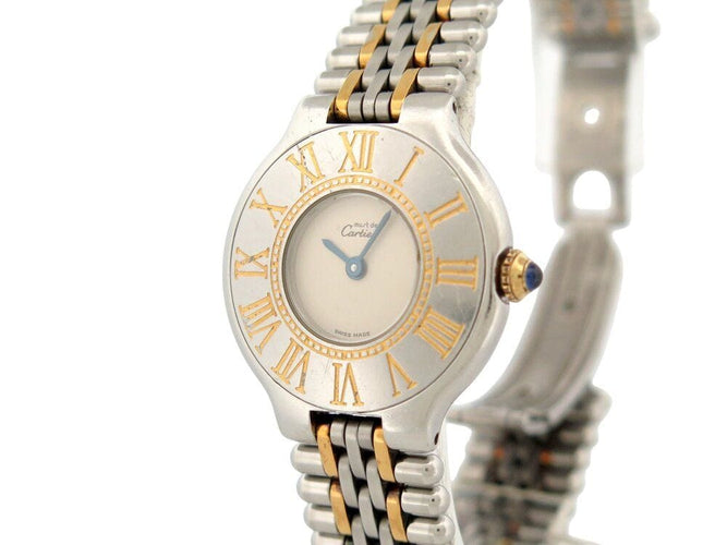 Montre vintage montre must de CARTIER 21 1340 28 mm quartz classique acier 58 Facettes 266762