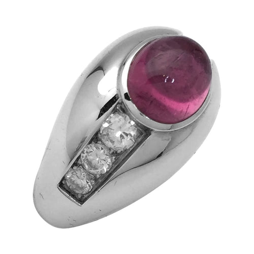 Bague 52 Bague en or blanc, tourmaline rose et diamants. 58 Facettes 22300