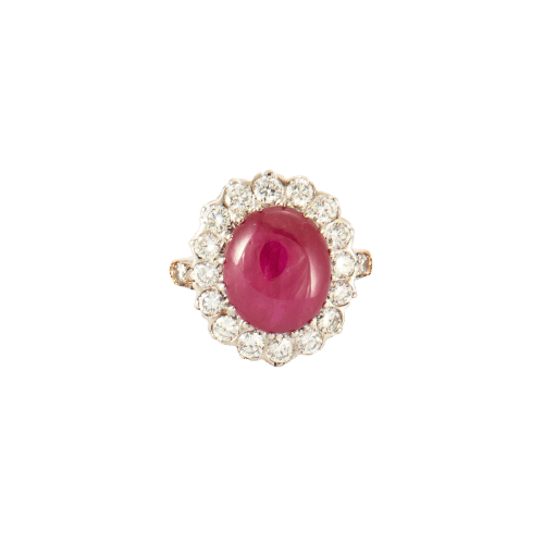 Bague 52 Bague Rubis cabochon & Diamants 58 Facettes ALGU08