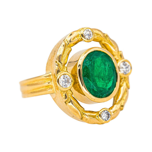 Bague 51 Bague Or jaune Emeraude, Diamant 58 Facettes 4354717CN