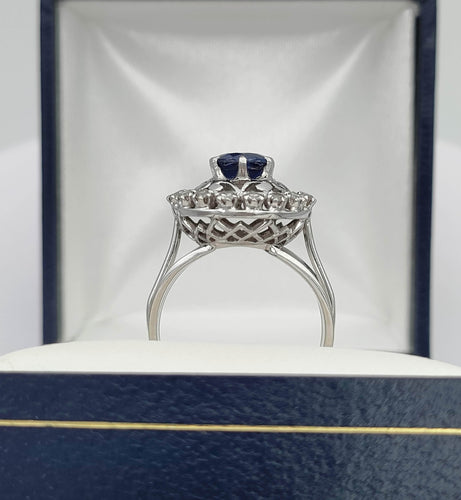 Bague 50 Bague or gris et platine, saphir, diamants 58 Facettes