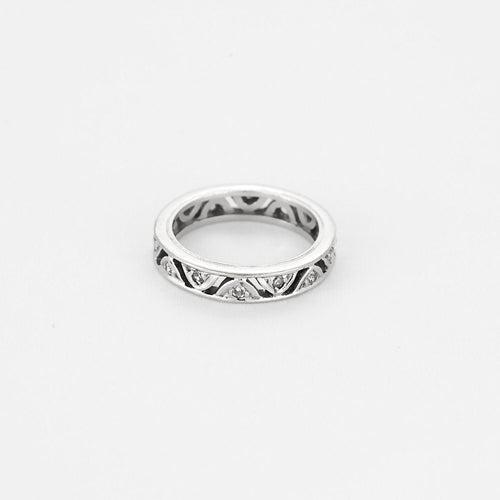 Bague 47 Alliance en or gris et diamants 58 Facettes DRE16062