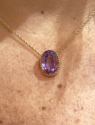Collier Collier or jaune et améthyste 58 Facettes