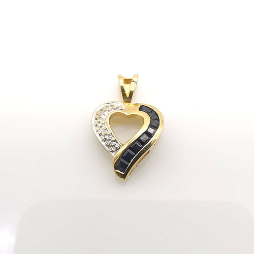 Pendentif pendentif cœur or jaune saphirs et diamant 58 Facettes