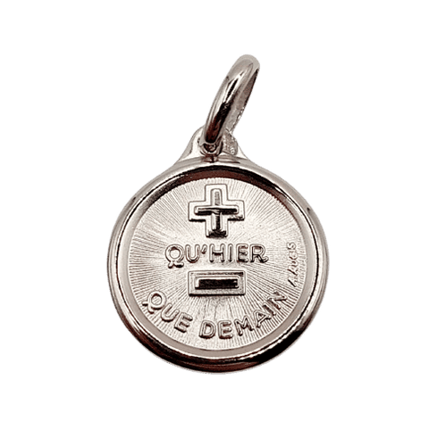 Pendentif AUGIS - Pendentif médaille d'amour or blanc  "+ qu'hier - que demain" - L'Originale Mini 58 Facettes G4350X0000