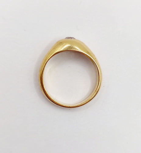 Bague 50 Bague jonc dôme or jaune 18k diamant taille ancienne 0,40 carat 58 Facettes A06197