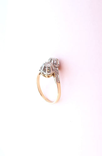 Bague 58.5 Bague de fiançailles vintage Toi et Moi - Diamants - Or 58 Facettes AA 1644