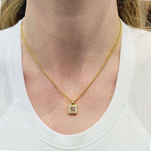 Collier Collier Chopard, "Happy Square Diamond", ou jaune, diamants. 58 Facettes 34452