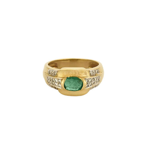 Bague 54 Bague en or jaune et or gris, émeraude et diamants 58 Facettes EPI1313