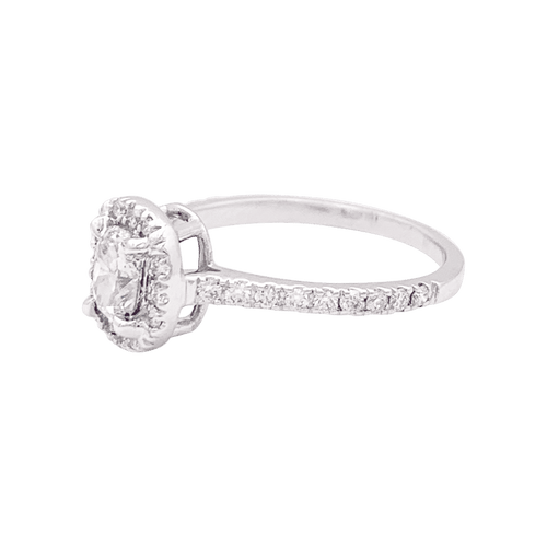 Bague solitaire or blanc, diamant 0,73 carat.