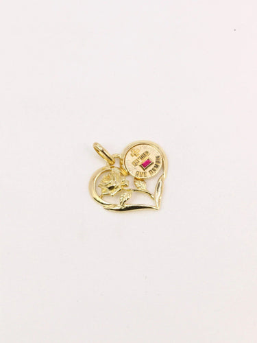 Pendentif Médaille amour Augis coeur Plus qu'hier moins que demain or jaune rubis 58 Facettes J520