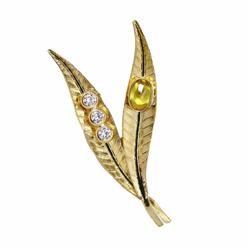 Broche Broche double feuille en or 58 Facettes CVBR85